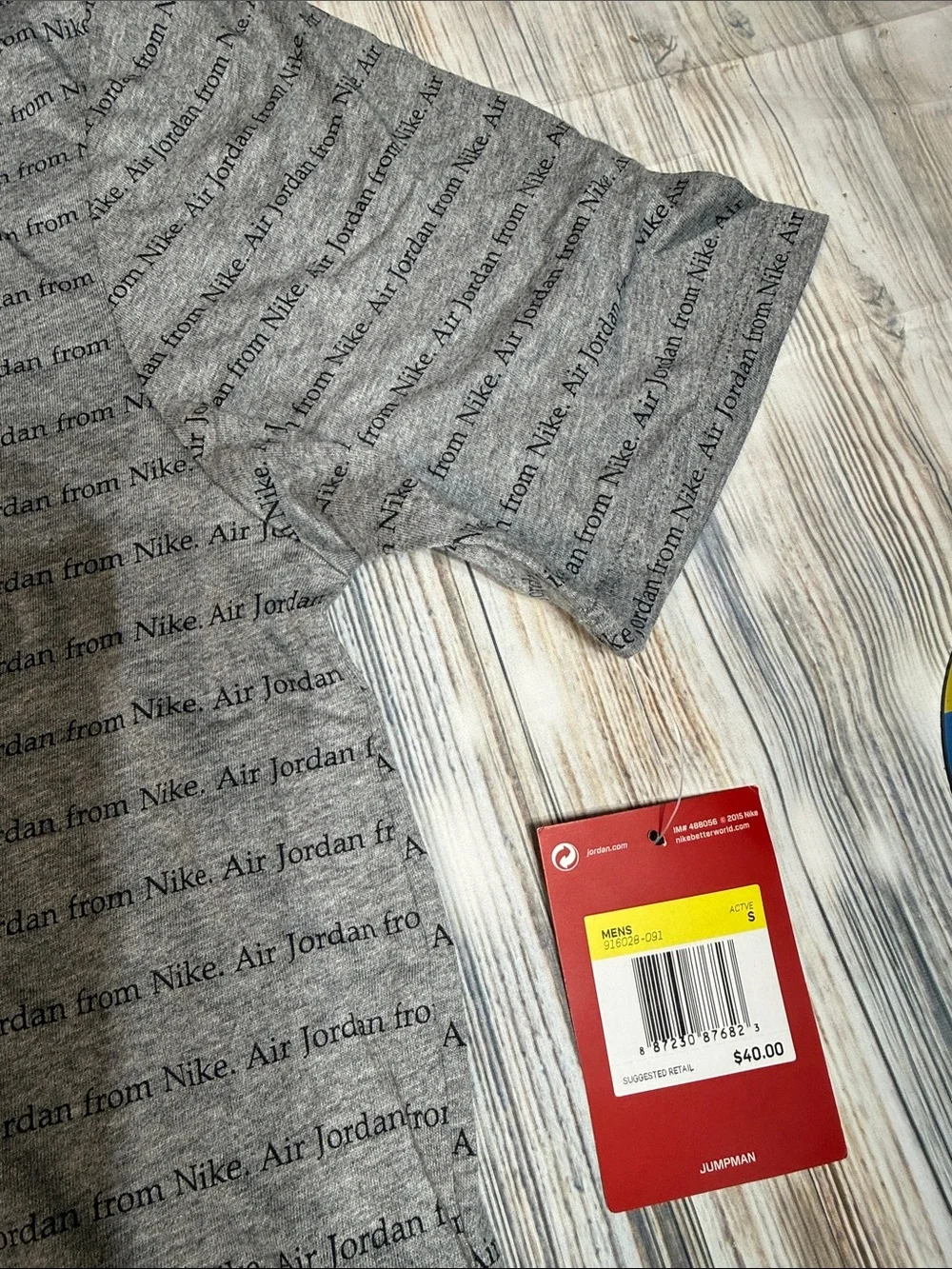 Jordan  Men's Heather Grey All-Over Logo Crewneck Tee size small
